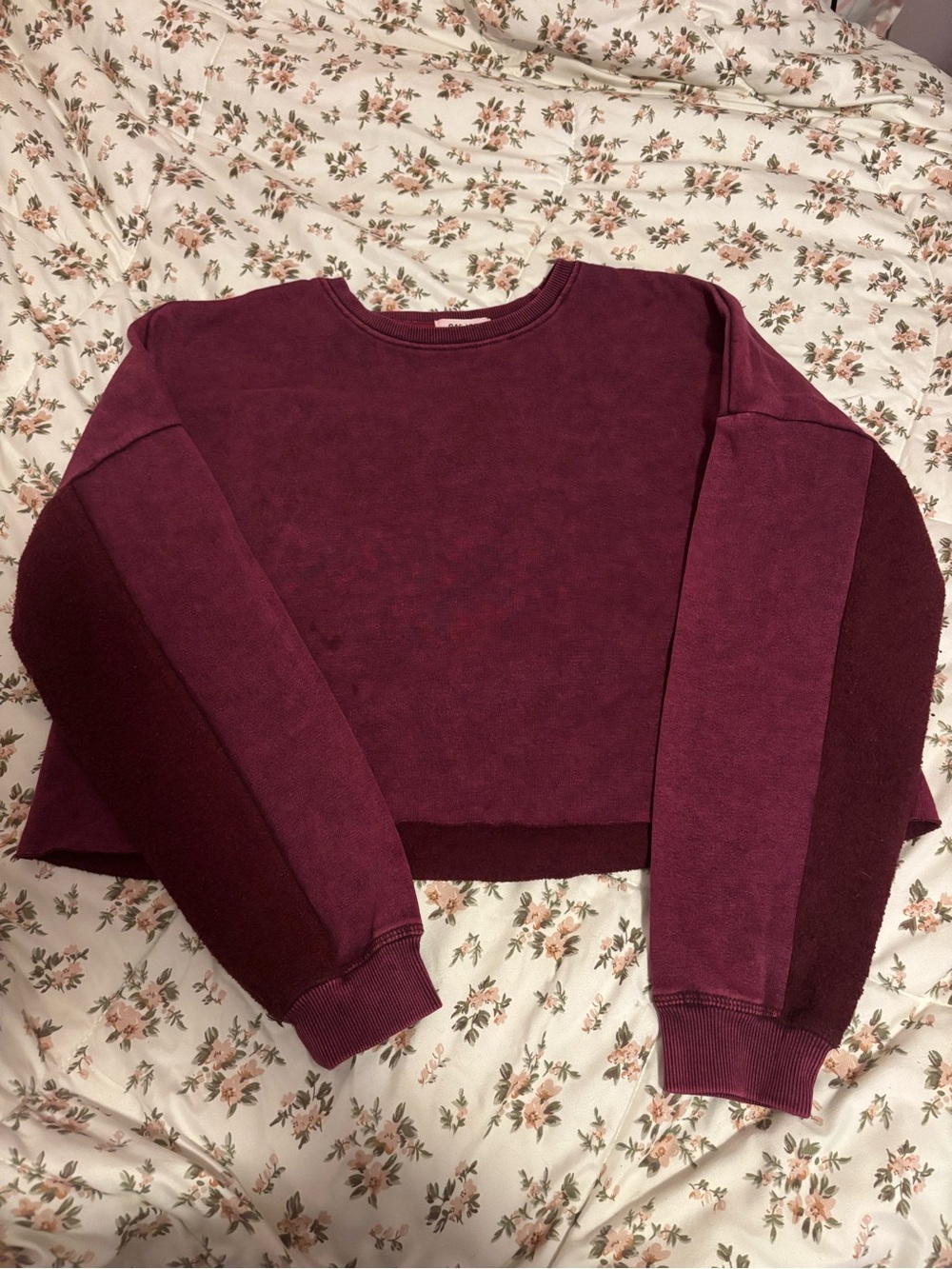 Garage Burgundy Cropped Sweatshirt